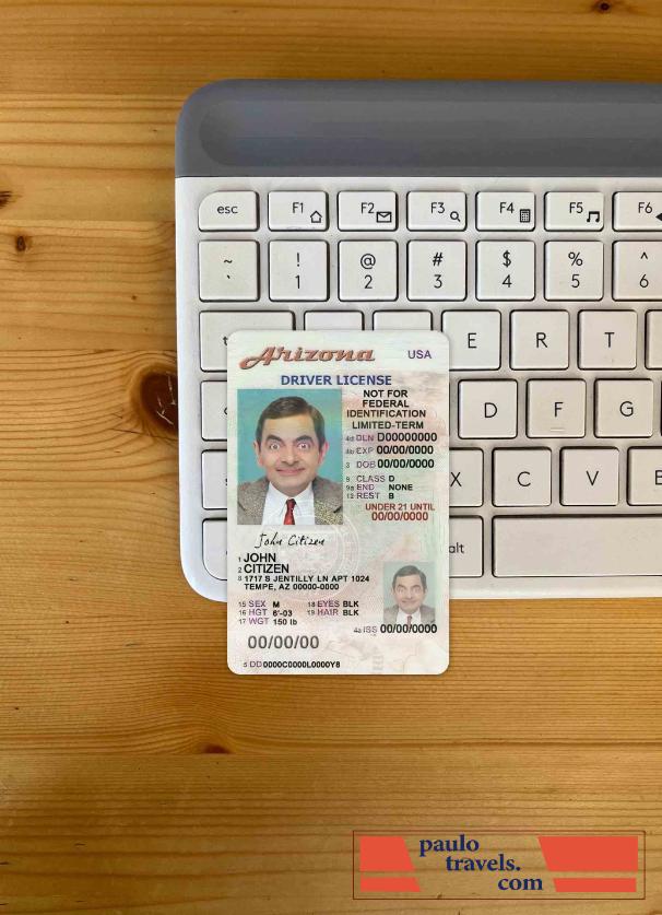 USA Arizona driving license under 21 photolook FRONT PSD template